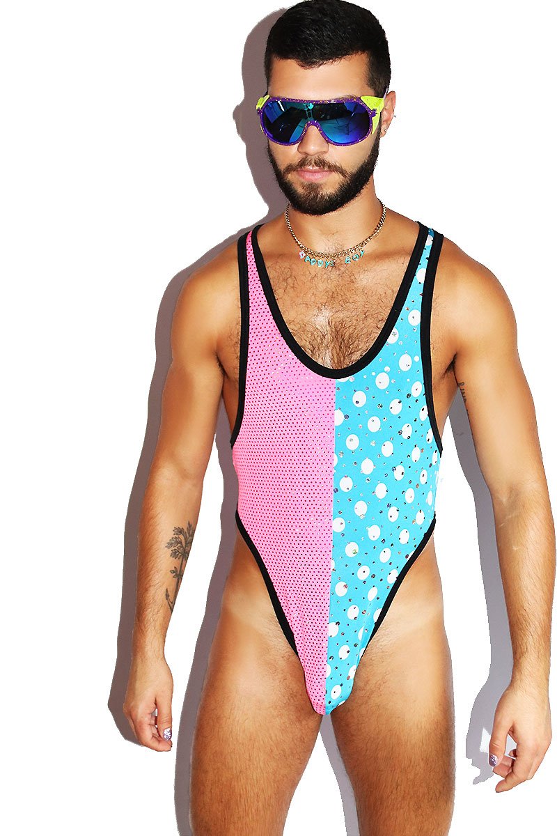 Bubble Gum Polka Dot Bikini Bodysuit- Blue