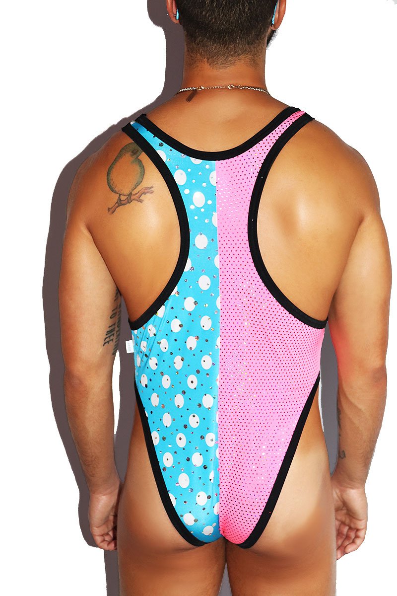 Bubble Gum Polka Dot Bikini Bodysuit- Blue