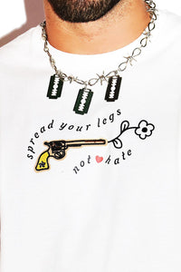 Spread Legs Low Arm Shedder Tank- White