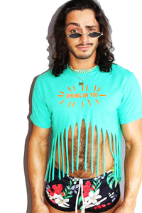 Sprung On You Fringe Peak Crop Tank- Green