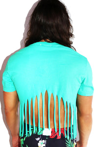 Sprung On You Fringe Peak Crop Tank- Green