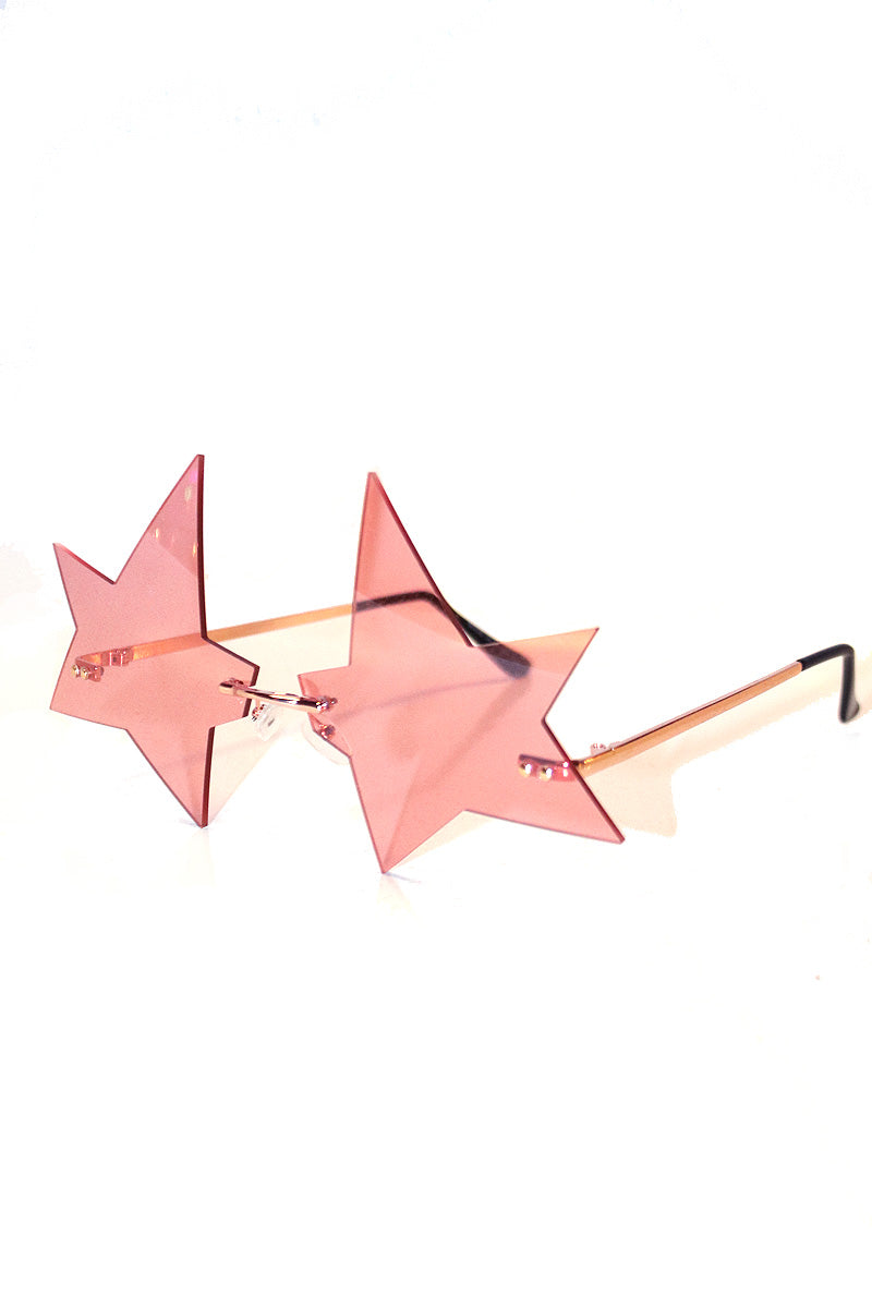 Cut Crease Star Acrylic Sunglasses- Pink