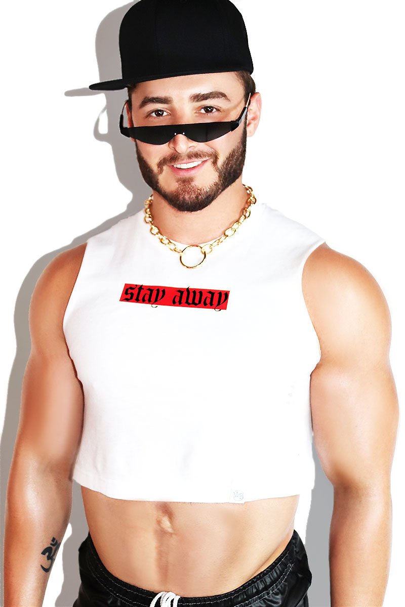 Stay Away Crop Tank-White