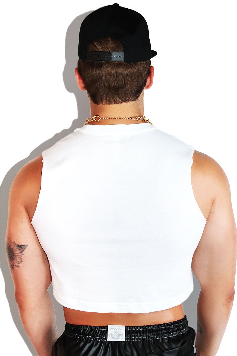 Stay Away Crop Tank-White