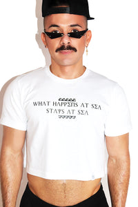 Stays At Sea Crop Tee- White