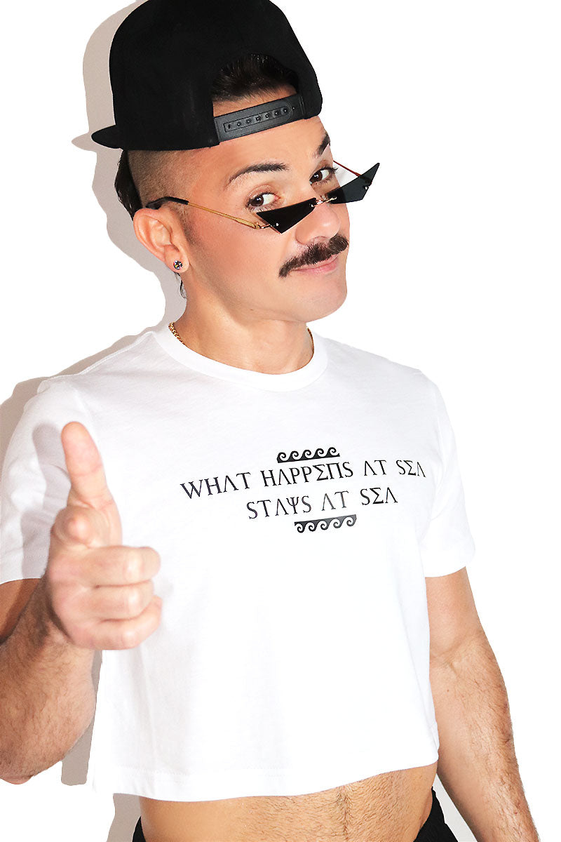 Stays At Sea Crop Tee- White
