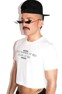 Stays At Sea Crop Tee- White