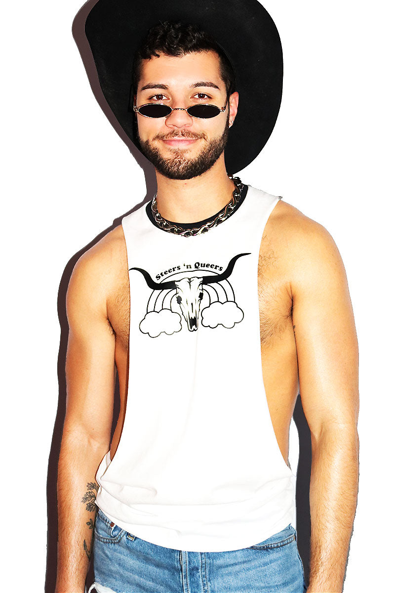 Steers And Queers Ringer Low Arm Shredder-White