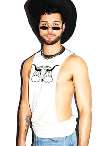 Steers And Queers Ringer Low Arm Shredder-White