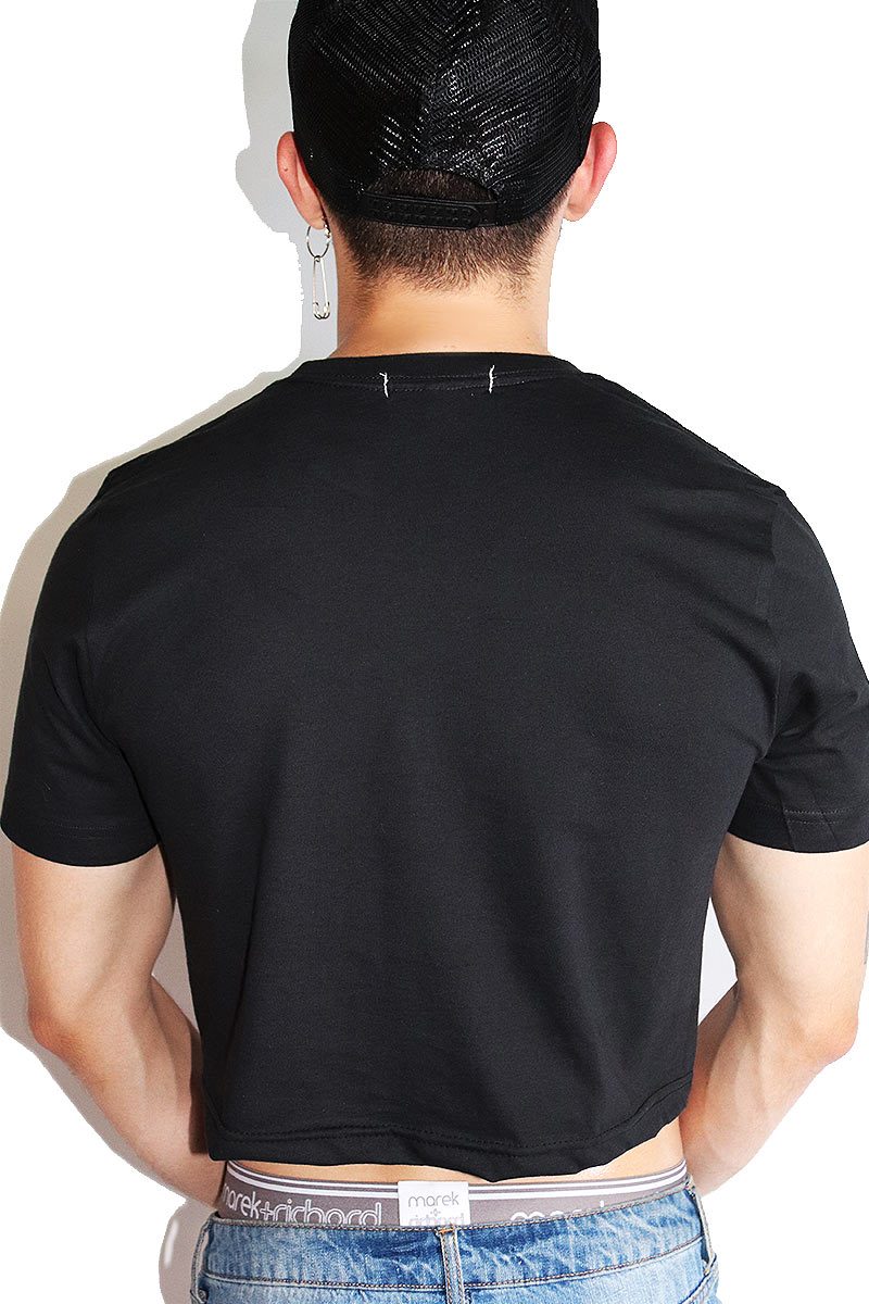 Stitched Together Crop Tee-Black