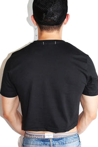 Stitched Together Crop Tee-Black
