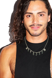 Stoned Charm Exist Necklace - Silver