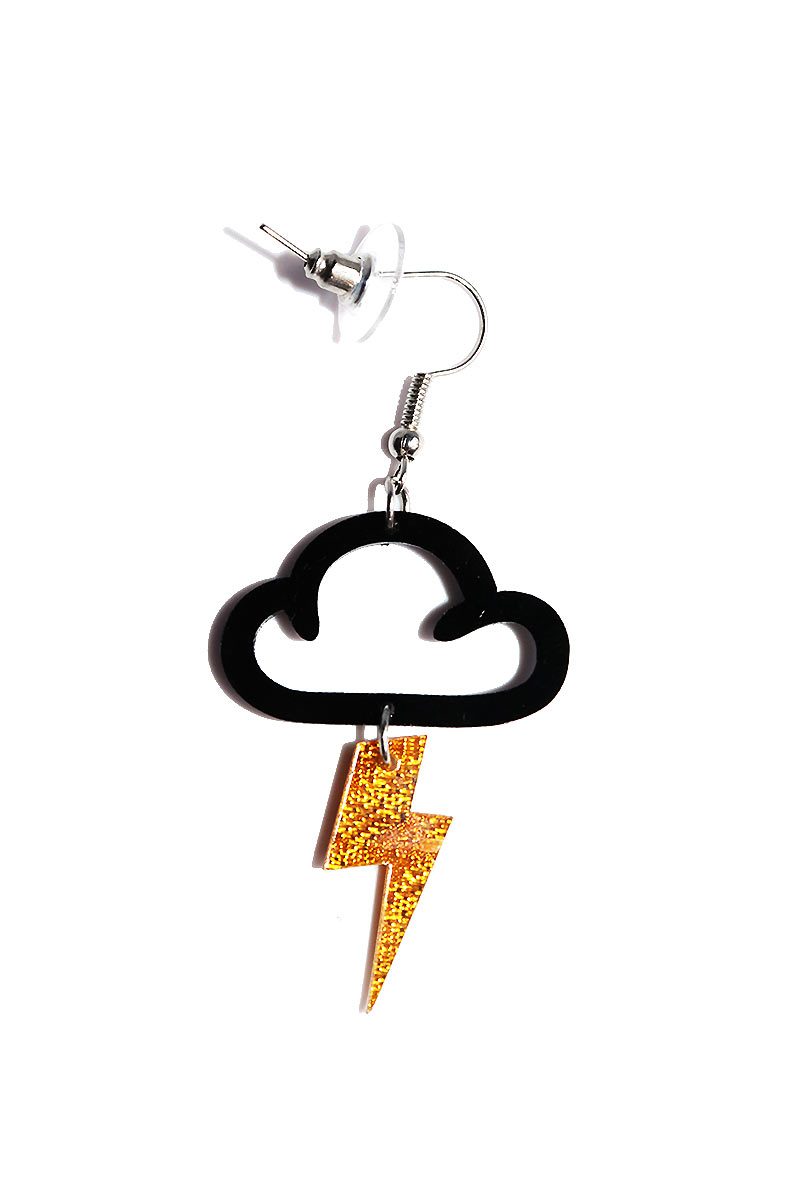 Stormy Night Single Earring-Black