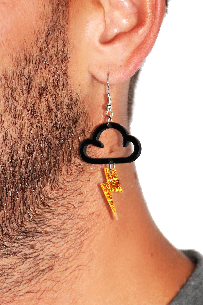 Stormy Night Single Earring-Black