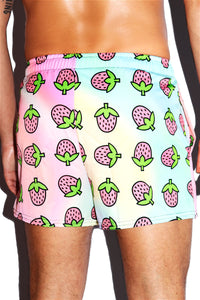 Strawberry All Over Print Active Shorts- Multi