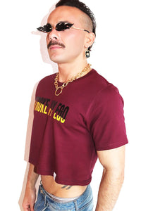 Stroke My Ego Crop Tee- Burgundy