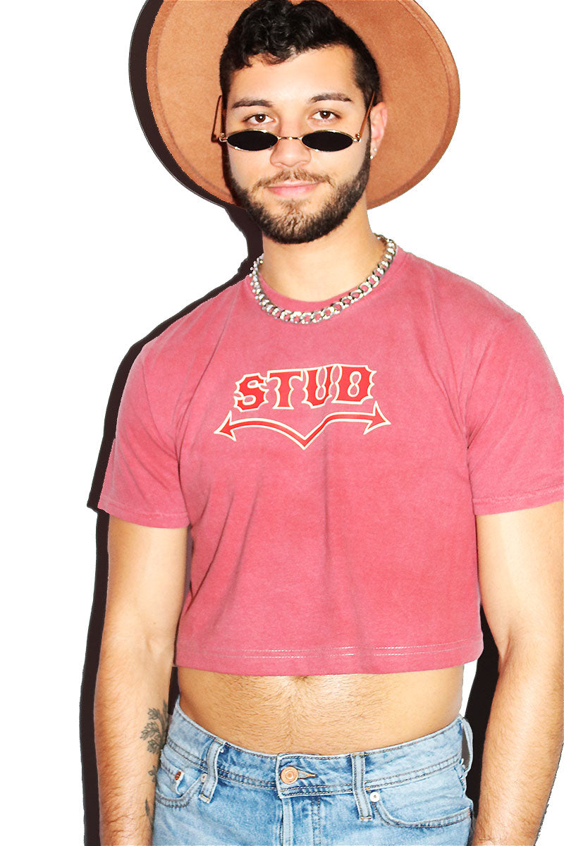 Stud Vintage Crop Tee- Red