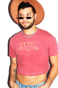 Stud Vintage Crop Tee- Red