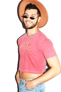 Stud Vintage Crop Tee- Red