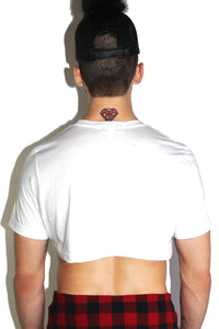 Stud Extreme Crop Tee-White
