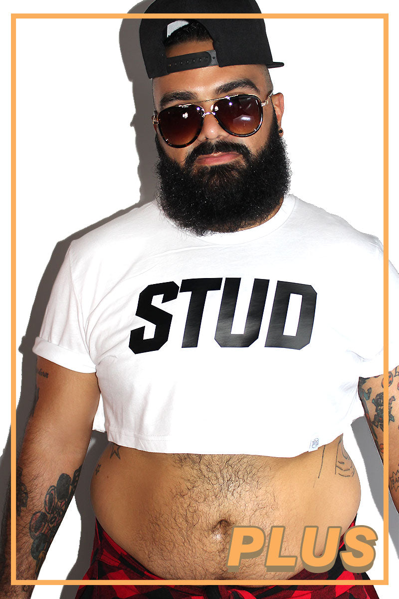 PLUS: Stud Extreme Crop Tee-White