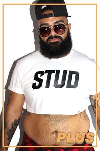 PLUS: Stud Extreme Crop Tee-White