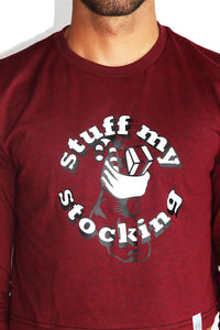 Stuff My Stocking Long Sleeve Crop Tee- Burgundy
