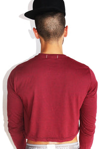 Stuff My Stocking Long Sleeve Crop Tee- Burgundy