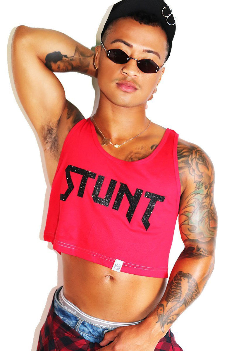 Stunt Crop Racerback Tank-Red