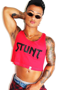 Stunt Crop Racerback Tank-Red