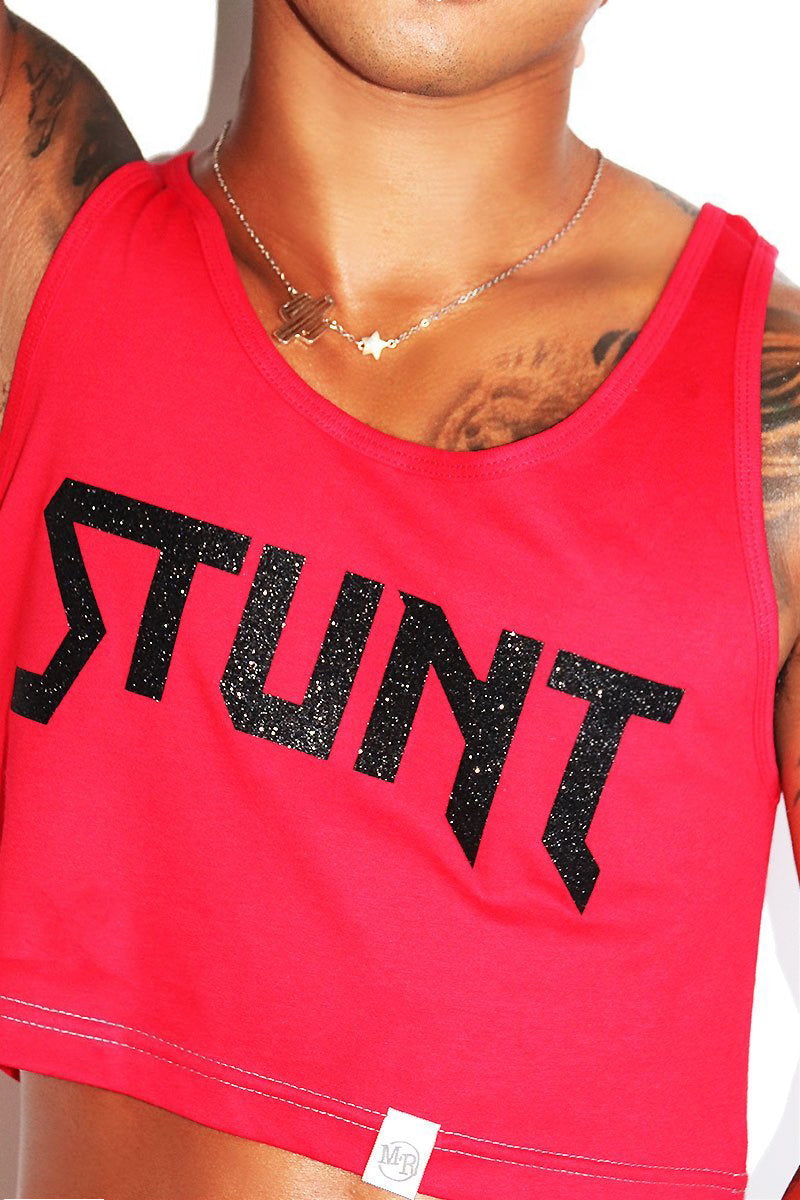 Stunt Crop Racerback Tank-Red