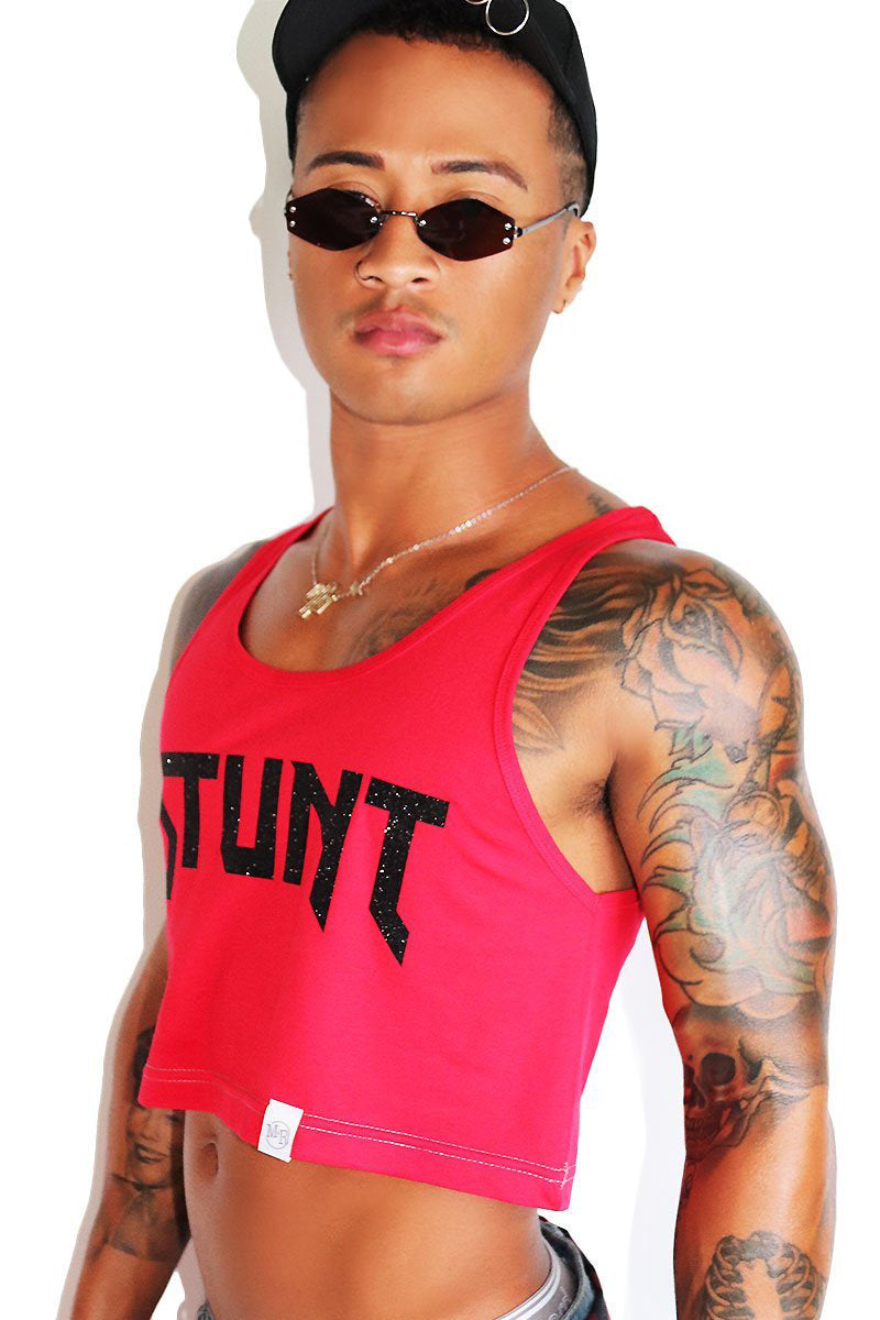 Stunt Crop Racerback Tank-Red