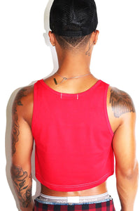 Stunt Crop Racerback Tank-Red