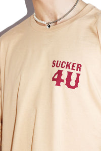 Sucker For You Long Sleeve Crop Tee- Sand