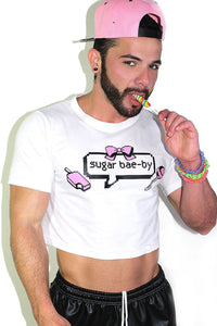 Sugar Baeby Crop Tee- White