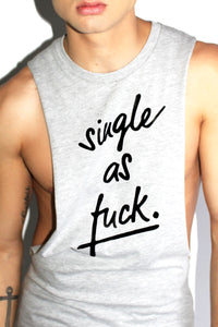 Single As Fuck Low Arm Tank- Grey