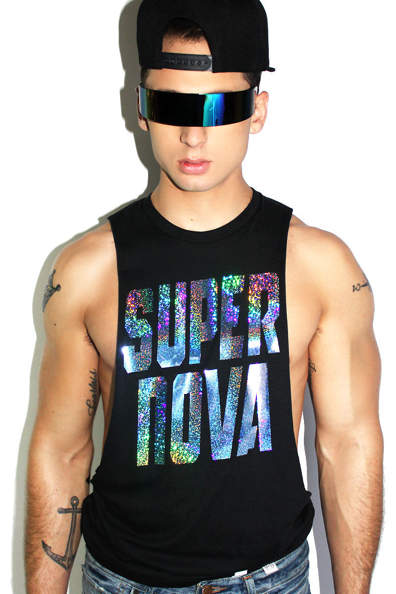 Super Nova Low Armhole Tank- Black