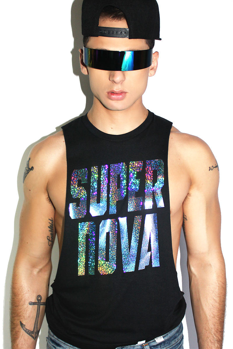 Super Nova Low Armhole Tank- Black