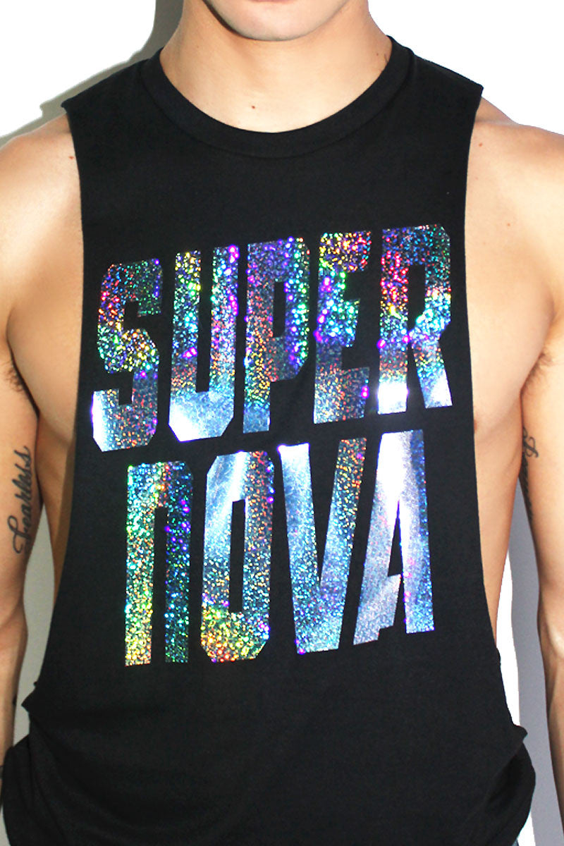 Super Nova Low Armhole Tank- Black
