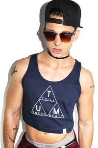 Thick Uncut Meaty Crop Racerback Tank- Navy