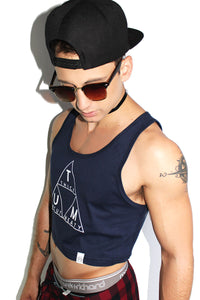 Thick Uncut Meaty Crop Racerback Tank- Navy