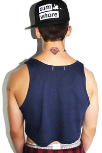 Thick Uncut Meaty Crop Racerback Tank- Navy