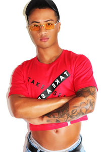Take A Seat Crop Tee-Red