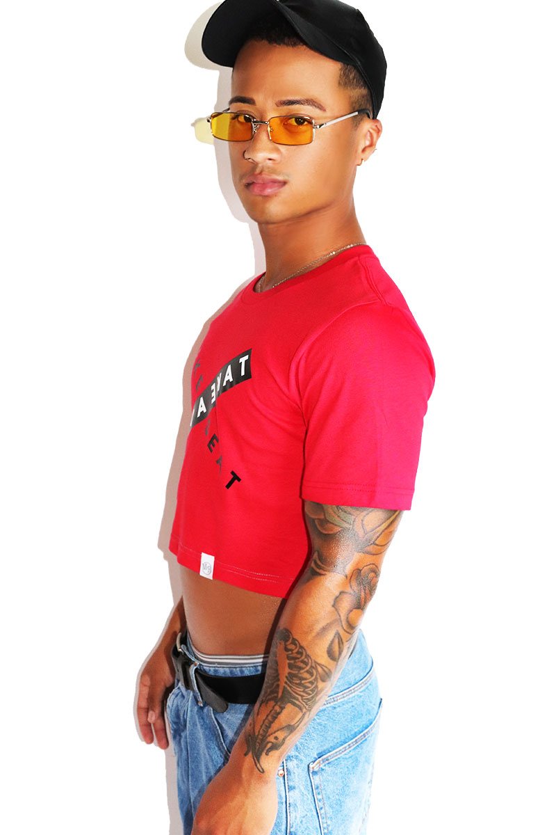 Take A Seat Crop Tee-Red