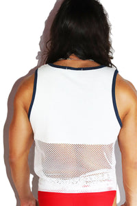Beach Ringer Mesh Racerback Tank- White
