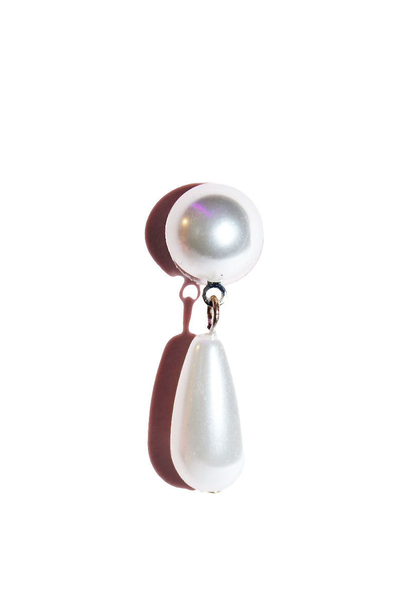 Slapshot Pearl Dangle Single Earring - White