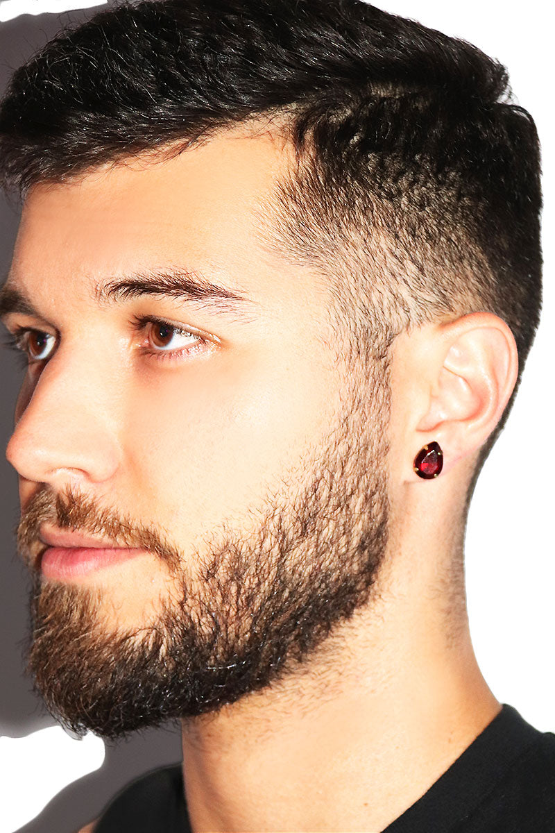 Volcanic Stone Crystal Single Earring- Red