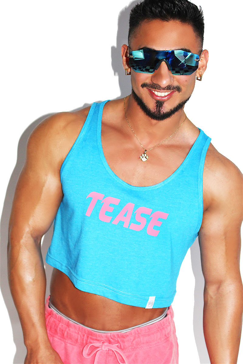 Tease Crop Racerback Tank-Neon Blue