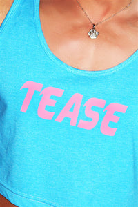 Tease Crop Racerback Tank-Neon Blue