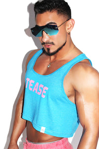 Tease Crop Racerback Tank-Neon Blue
